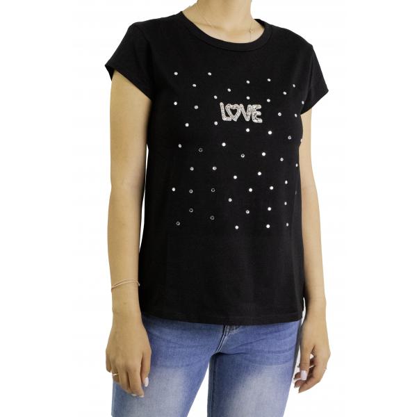 t shirt love con brillantini 